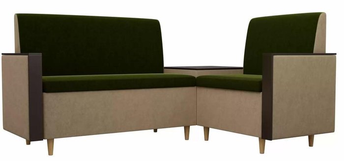 Кухонный угловой диван Модерн зелено-бежевого цвета 
