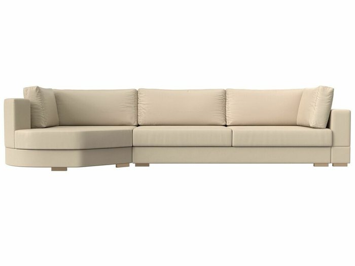 Угловой диван-кровать Лига 026 бежевого цвета (экокожа) левый угол - купить Угловые диваны по цене 85999.0