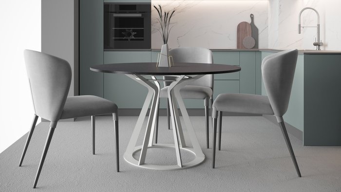 Стол обеденный Mercury цвета асфальт на белой опоре - лучшие Обеденные столы в INMYROOM
