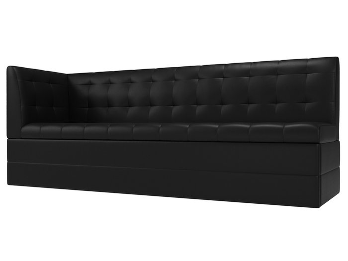 Угловой диван-кровать Бриз черного цвета (экокожа) с углом слева