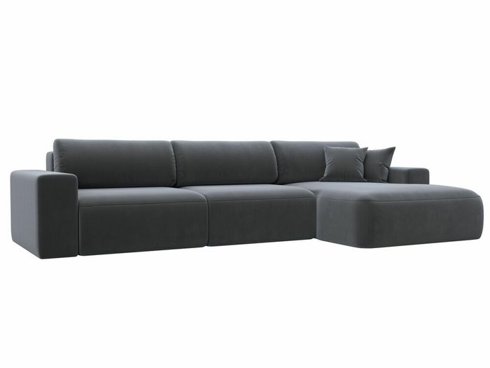 Угловой диван-кровать Лига 036 Классик Лонг темно-серого цвета правый угол