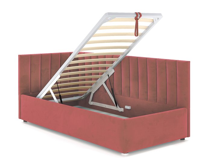 Кровать Negga Mellisa 90х200 красно-розового цвета с подъемным механизмом левая - лучшие Кровати для спальни в INMYROOM