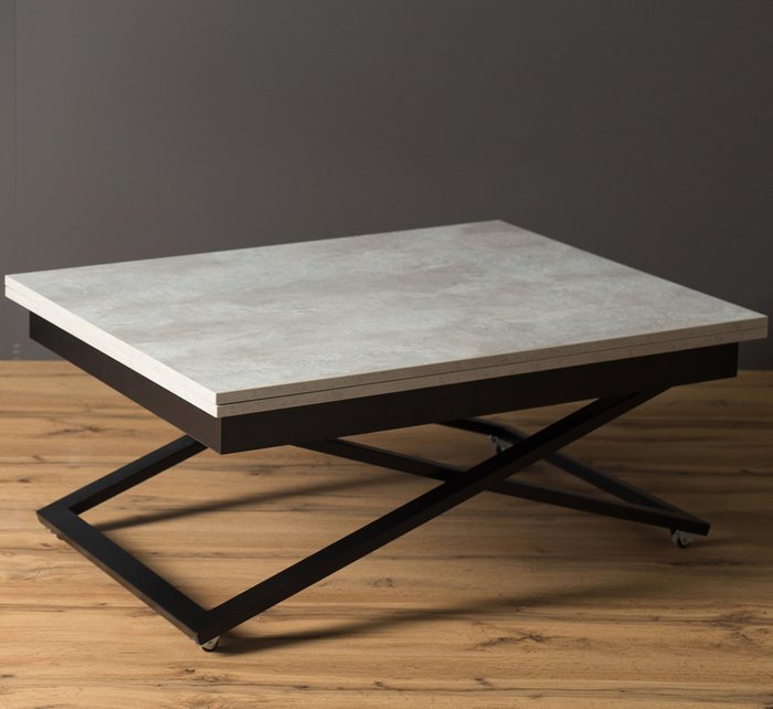 Стол-трансформер Accord цвета бетон с черными опорами - купить Обеденные столы по цене 14990.0