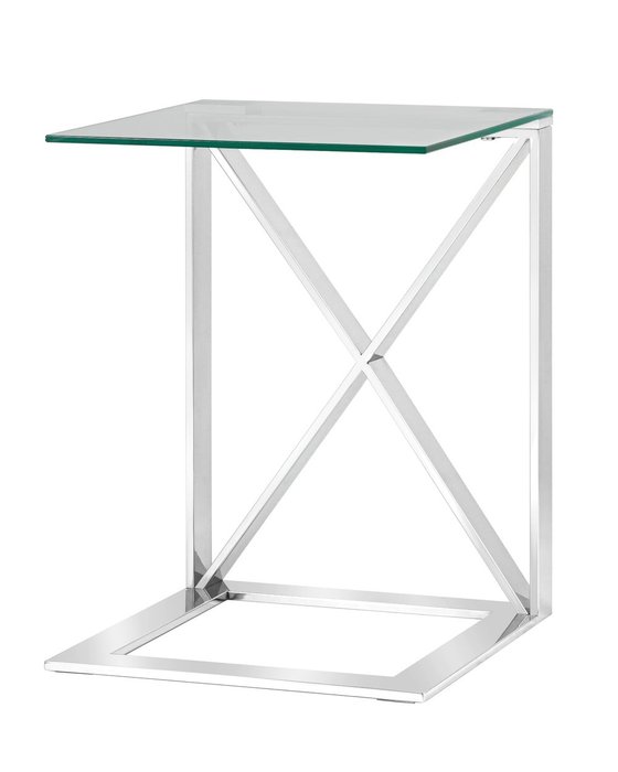 Приставной столик Кросс серебряного цвета