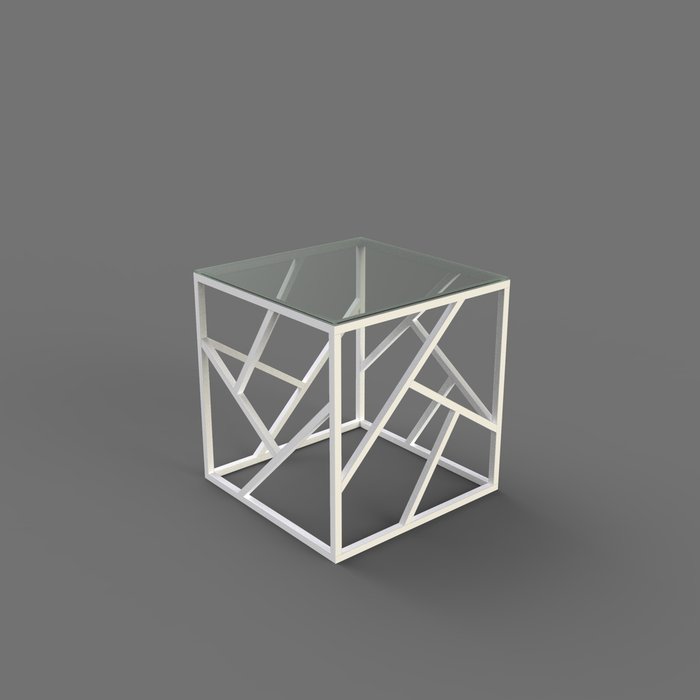 Журнальный столик "Ellis" белый с зеркалом (450х550х550)