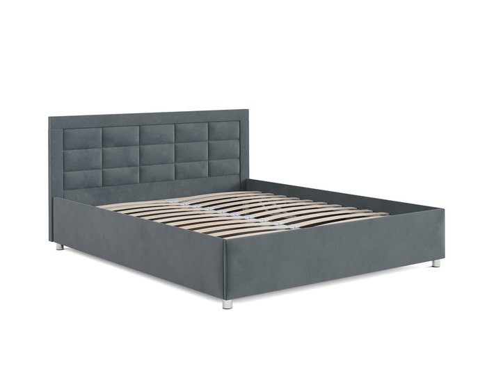 Кровать Версаль 140х190 серо-синего цвета с подъемным механизмом (велюр) - лучшие Кровати для спальни в INMYROOM
