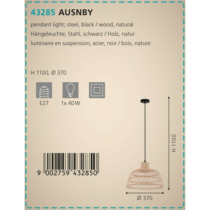 Подвесной светильник Eglo Ausnby 43285 - лучшие Подвесные светильники в INMYROOM