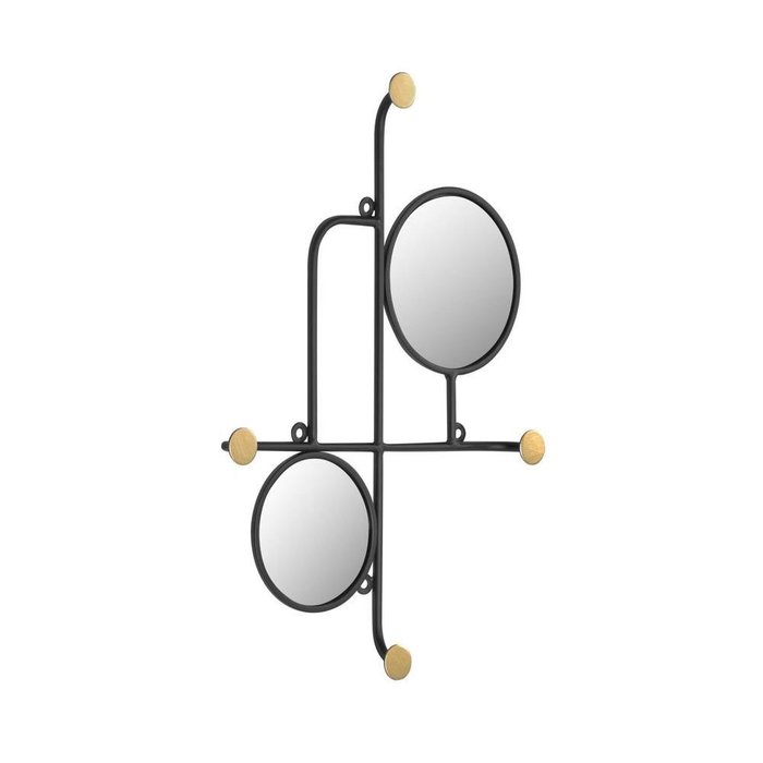 Настенное зеркало с вешалками Vianela черно-золотого цвета