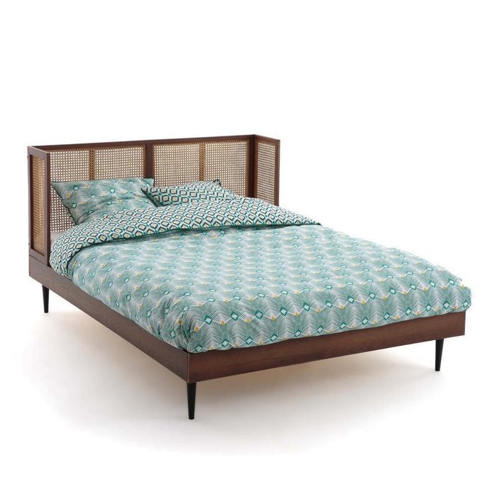 Кровать винтажная из плетеного ротанга с сеткой Noya 160х200 коричневого цвета - купить Кровати для спальни по цене 65780.0