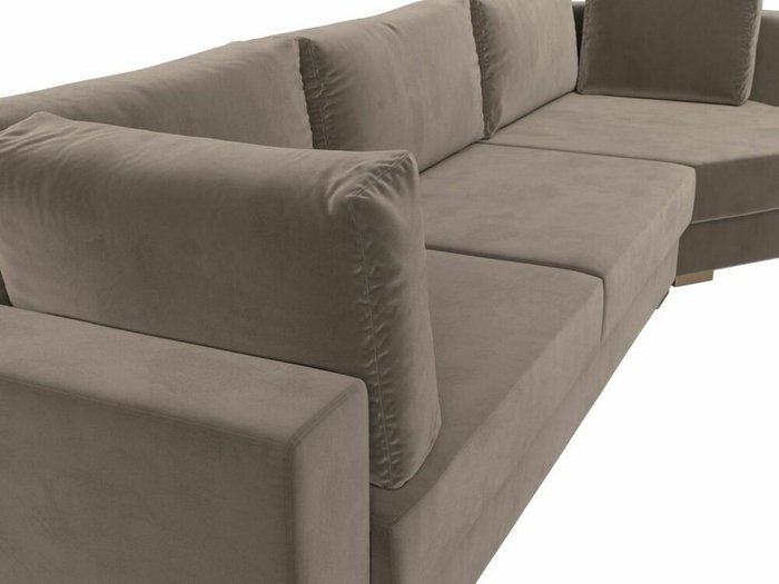 Угловой диван-кровать Лига 026 коричневого цвета правый угол - лучшие Угловые диваны в INMYROOM