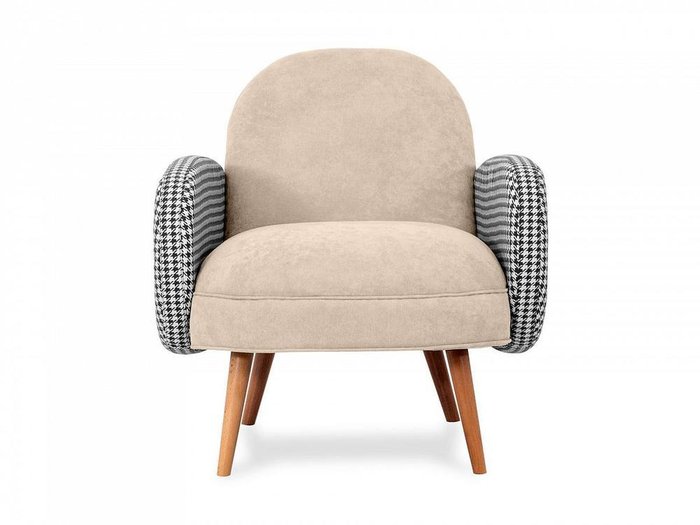 Кресло Bordo бежевого цвета с коричневыми ножками  - купить Интерьерные кресла по цене 38100.0