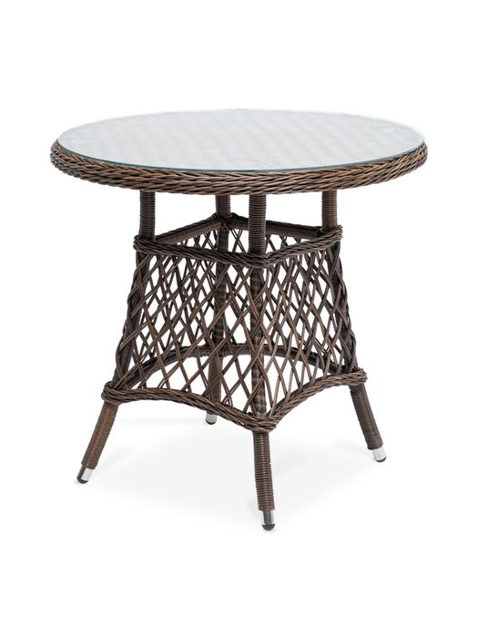 Плетенный стол Эспрессо D80 коричневого цвета