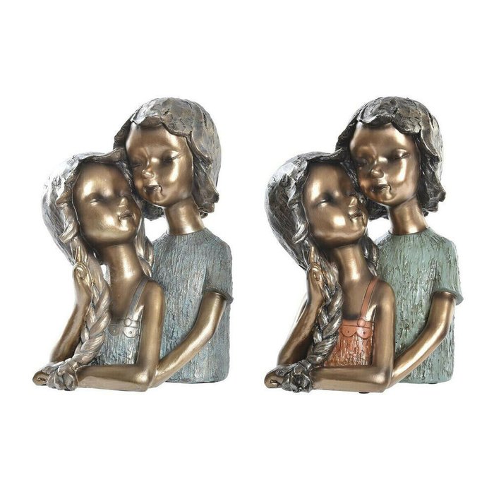 Декоративная фигура 19 x 15 x 28 cm Красный Позолоченный бирюзовый дети (2 штук)