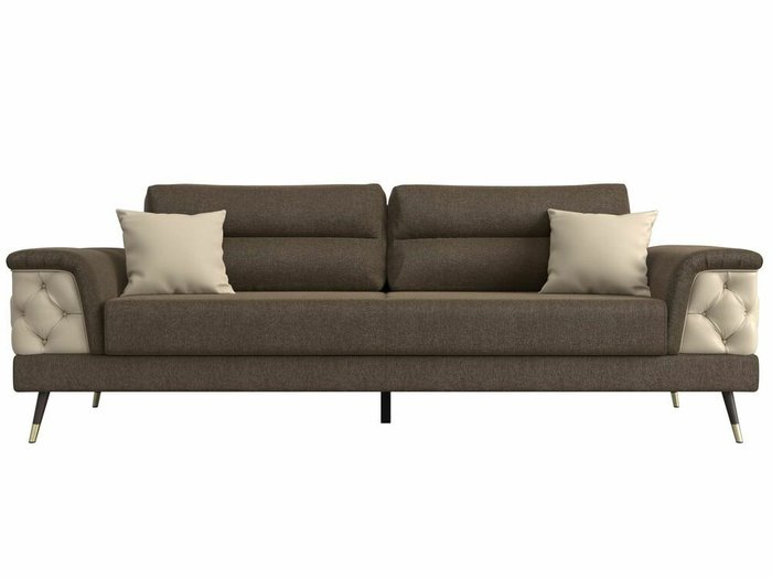  Прямой диван-кровать Лига 023 бежево-коричневого цвета - купить Прямые диваны по цене 68999.0