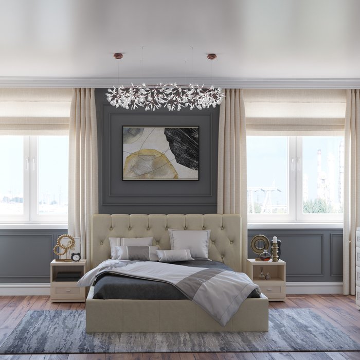 Кровать Инуа 160х200 бежевого цвета с подъемным механизмом  - купить Кровати для спальни по цене 85605.0