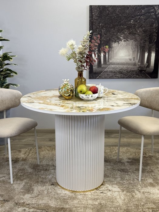 Обеденный стол LD1000 бело-золотого цвета - лучшие Обеденные столы в INMYROOM