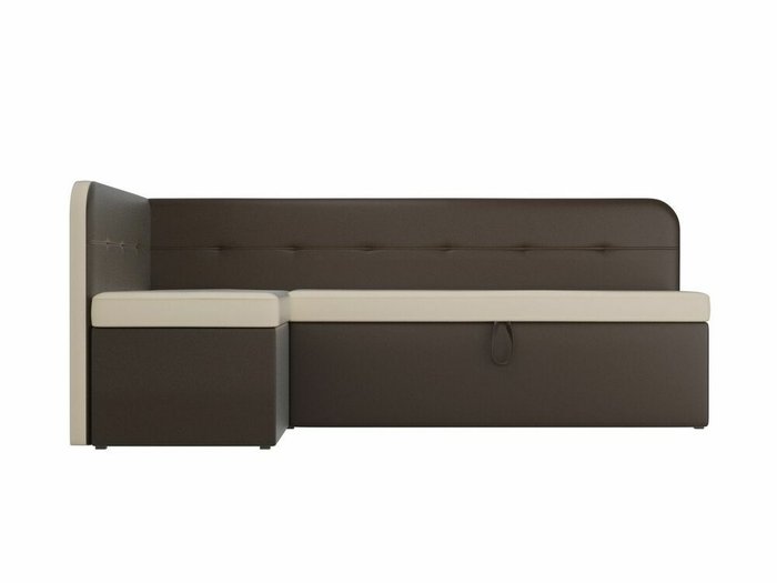 Угловой диван-кровать Форест бежево-коричневого цвета (экокожа) левый угол - купить Угловые диваны по цене 40999.0