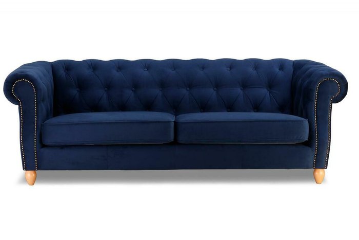 Прямой диван Прадо Премиум синего цвета
