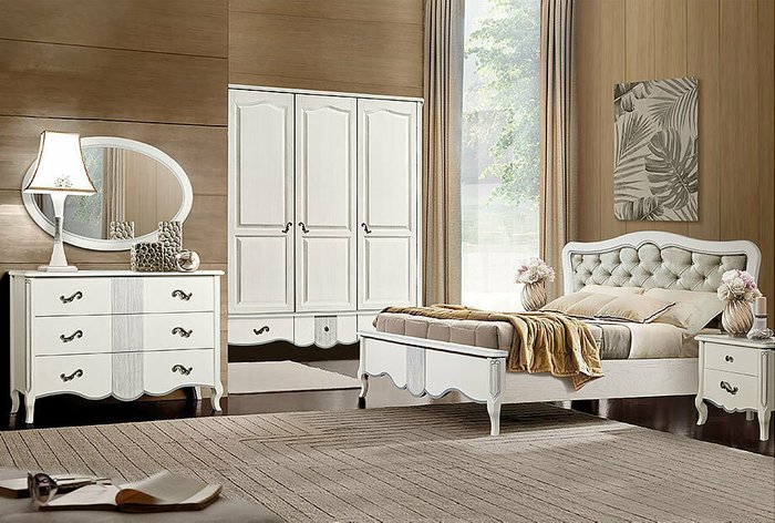Кровать Katrin 160x200 цвета альба с серебряной патиной - лучшие Кровати для спальни в INMYROOM