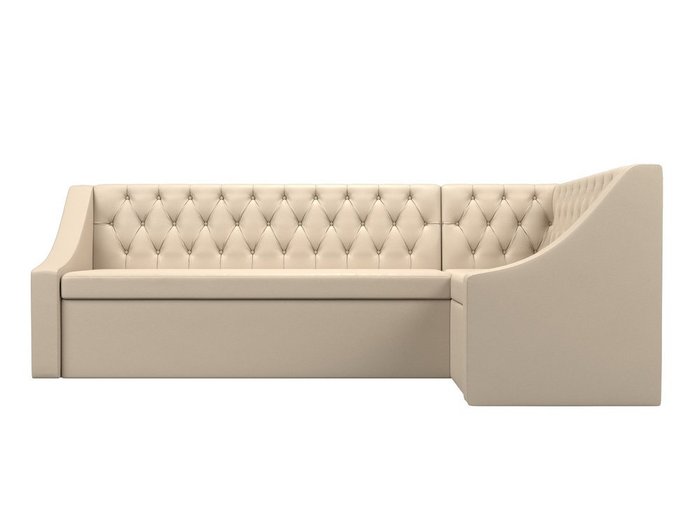 Кухонный угловой диван-кровать Мерлин бежевого цвета (экокожа) правый угол - купить Угловые диваны по цене 48999.0