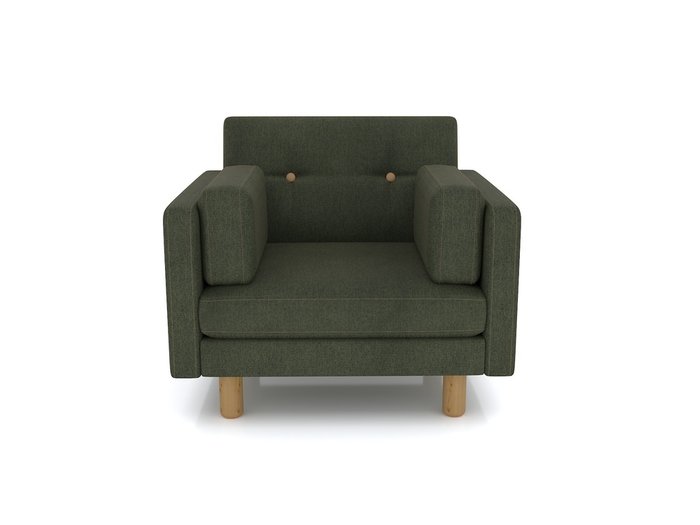 Кресло Ингвар М с ножками из массива береза и обивкой из зеленого велюра - купить Интерьерные кресла по цене 20990.0
