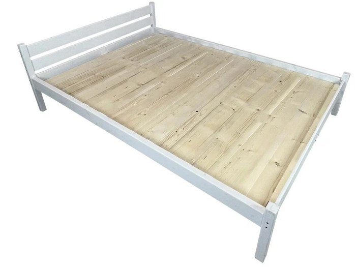 Кровать Классика сосновая сплошное основание 160х190 белого цвета