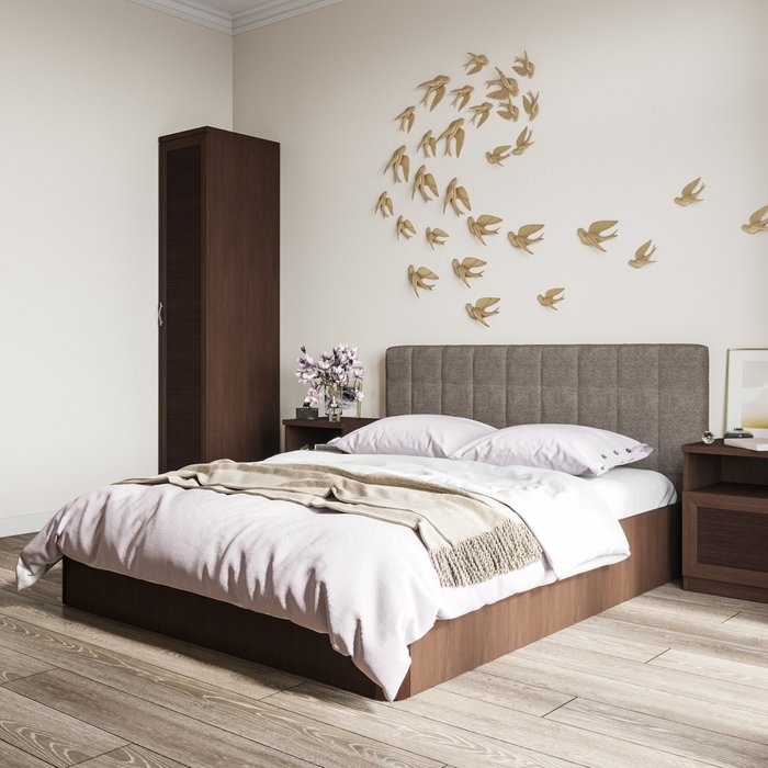 Кровать Магна 140х200 с бежевым изголовьем и подъемным механизмом  - лучшие Кровати для спальни в INMYROOM