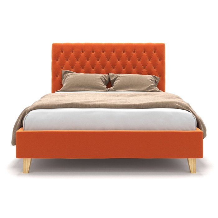 Кровать Emily оранжевого цвета на ножках 180х200 - купить Кровати для спальни по цене 74900.0