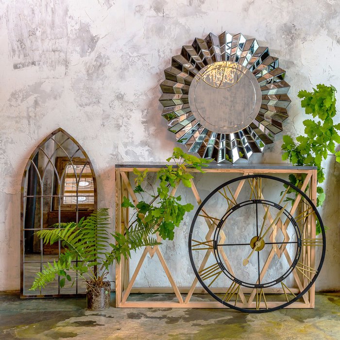 Настенное зеркало Арктур в раме из плиссированных граней - купить Настенные зеркала по цене 45500 Настенное зеркало Арктур в раме из плиссированных граней - купить Настенные зеркала по цене 45500