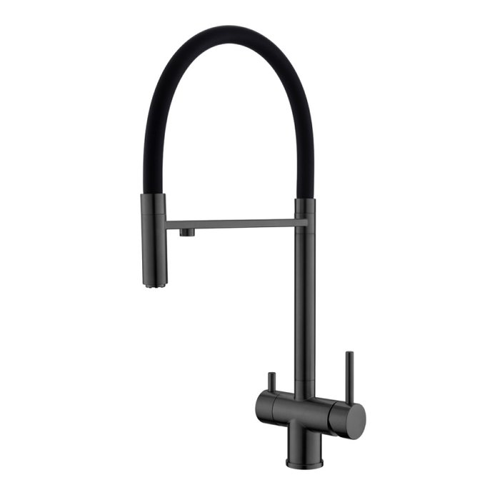 Смеситель для кухни с гибким изливом и подключением фильтра WesnaArt EKO05-160GunMetal, оружейная сталь Смеситель для кухни с гибким изливом и подключением фильтра WesnaArt EKO05-160GunMetal, оружейная сталь