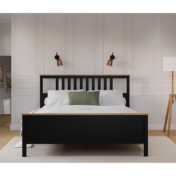 Кровать Кымор 180х200 черного цвета без подъемного механизма - лучшие Кровати для спальни в INMYROOM