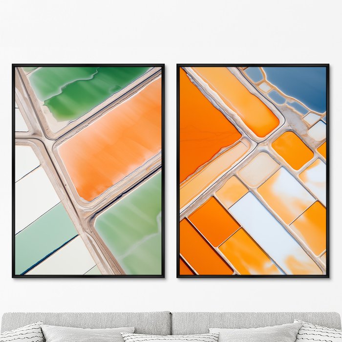 Набор из двух репродукций картин Salt lakes, orange, green, 2024г. - купить Картины по цене 49998.0