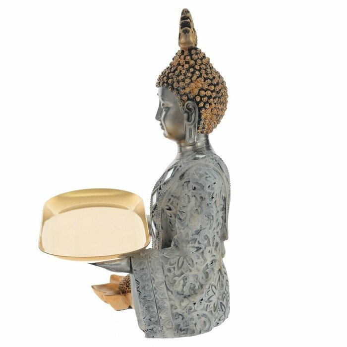 Фигурка декоративная Будда серебристо-золотого цвета - лучшие Фигуры и статуэтки в INMYROOM