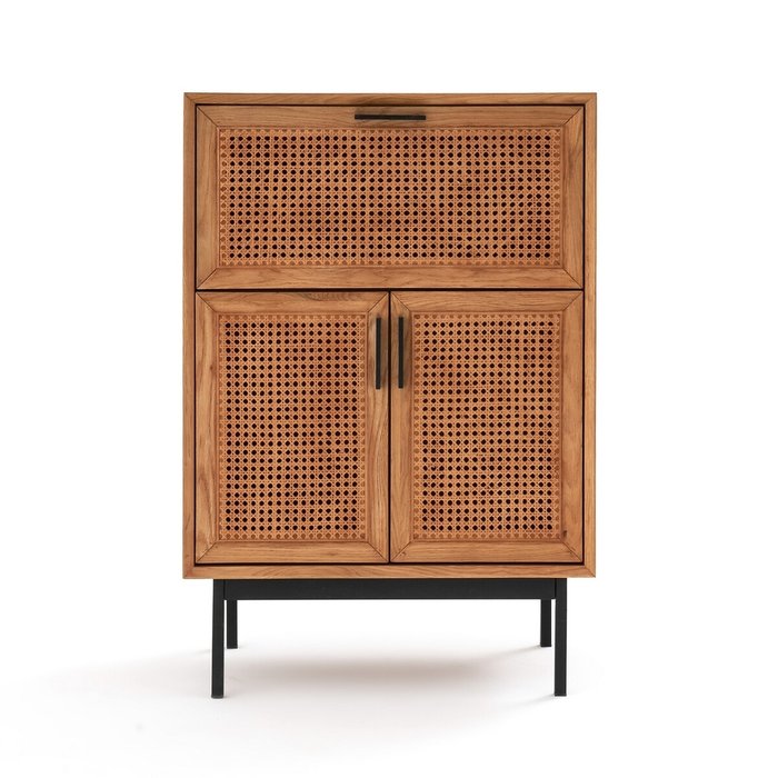 Мебель барная из дуба и плетеного материала Waska коричневого цвета - лучшие Винные шкафы в INMYROOM