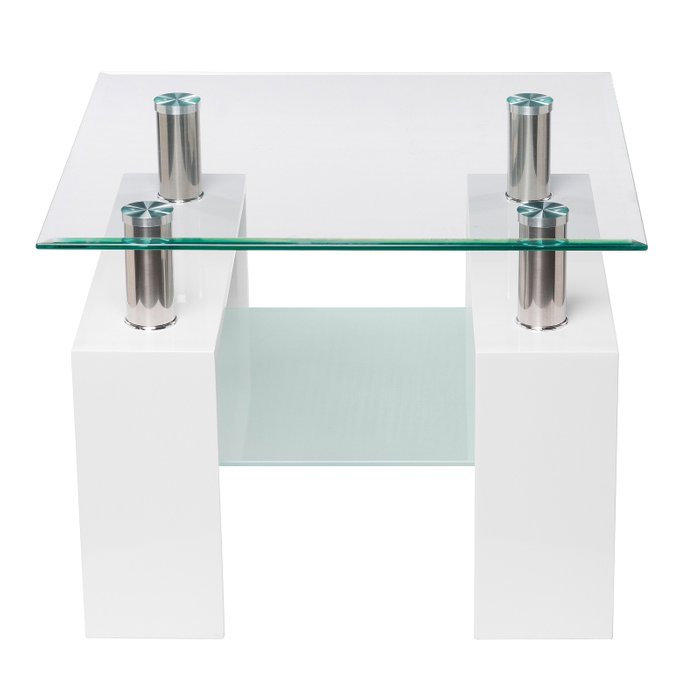 Журнальный стол белого цвета со стеклянной столешницей - купить Журнальные столики по цене 9070.0