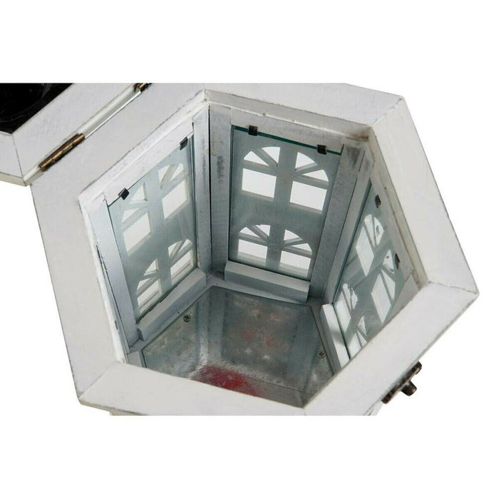 Фонарь DKD Home Decor Отделка состаренная Белый Темно-серый Деревянный Стеклянный 19 x 17 x 39 cm - лучшие Подсвечники в INMYROOM