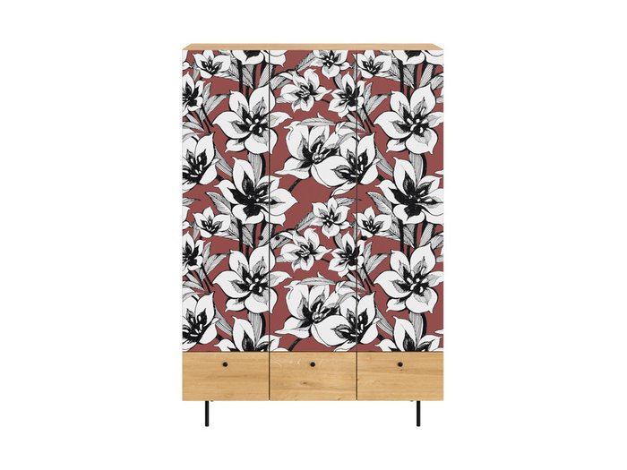 Шкаф Frida с цветочным орнаментом на металлических ножках - купить Шкафы распашные по цене 70600.0