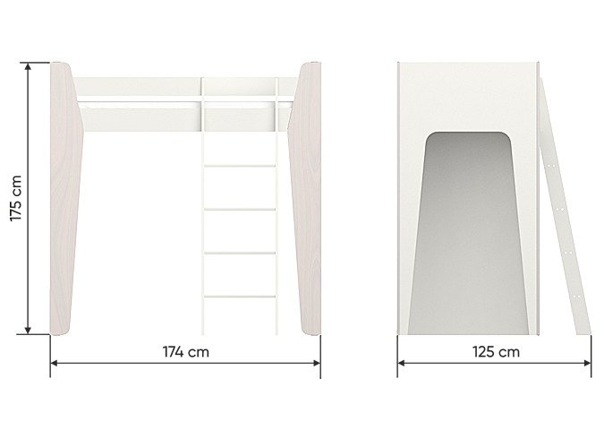 Кровать-чердак Line M 88х169 молочного цвета - купить Двухъярусные кроватки по цене 46900.0