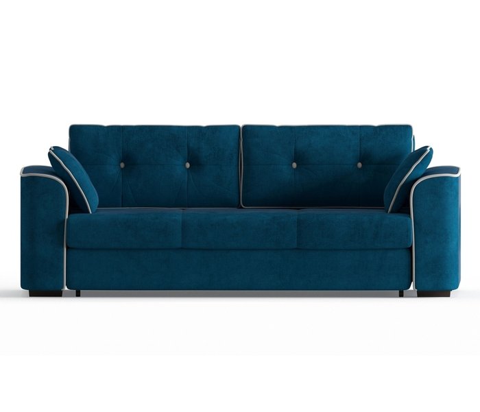 Диван-кровать Нордленд в обивке из велюра синего цвета - купить Прямые диваны по цене 36790.0