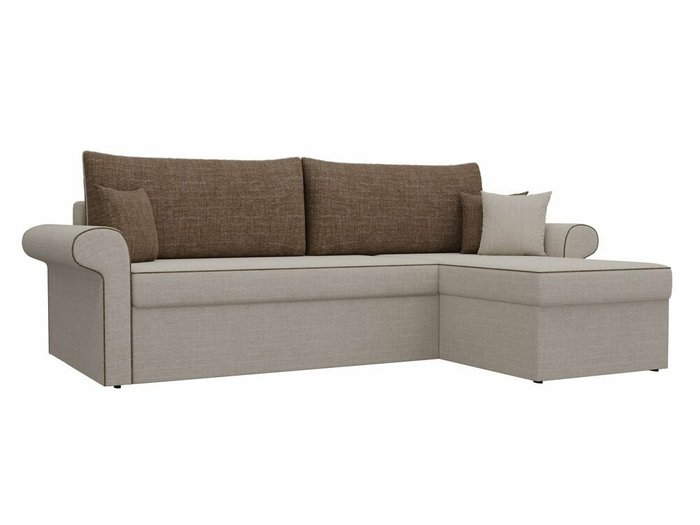 Угловой диван-кровать Милфорд коричнево-бежевого цвета