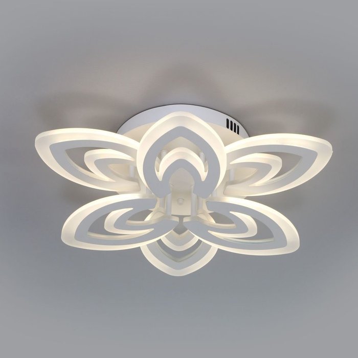 Потолочный светодиодный светильник с пультом управления 90227/6 белый Floritta - купить Потолочные люстры по цене 11200.0