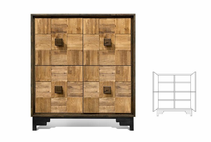 Комод Cube Design с фасадом шашки схема на главном фото Комод Cube Design с фасадом шашки схема на главном фото