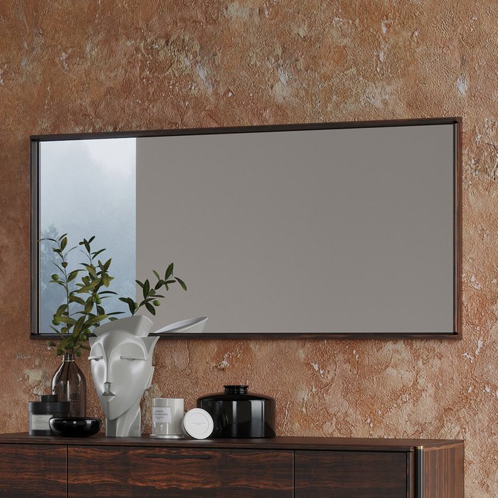Настенное зеркало Benissa 59х119 в раме коричневого цвета - лучшие Настенные зеркала в INMYROOM