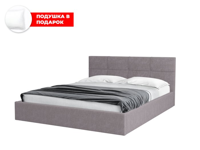 Кровать Belart 140х200 в обивке из велюра серого цвета с подъемным механизмом
