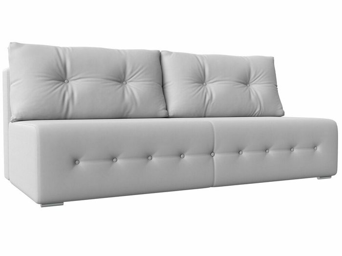 Прямой диван-кровать Лондон белого цвета (экокожа)