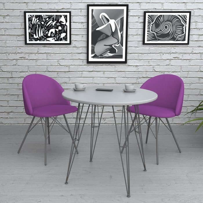 Обеденная группа из стола и двух стульев фиолетового цвета - купить Обеденные группы по цене 24185.0