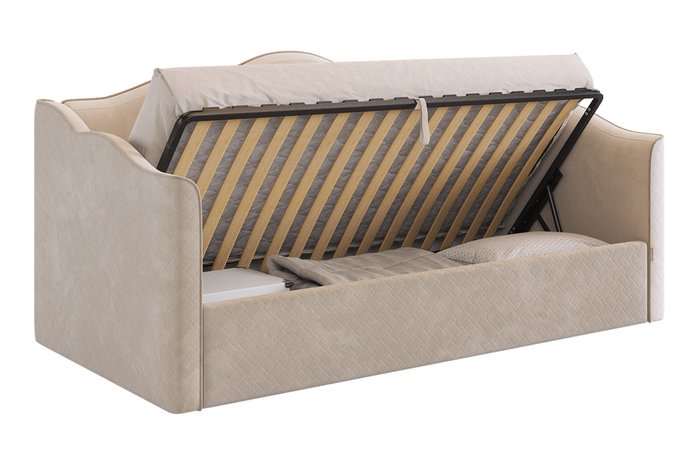 Кровать с подъемным механизмом Лея 90х200 бежевого цвета - лучшие Одноярусные кроватки в INMYROOM