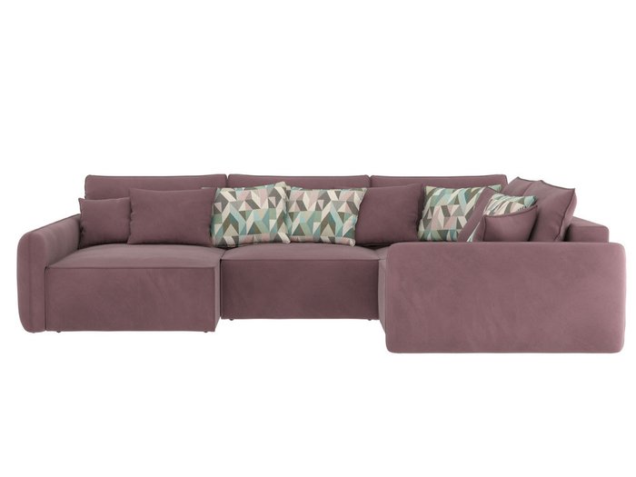 Угловой диван-кровать Портленд правый серо-розового цвета