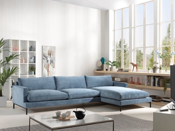 Угловой модульный диван Лекен голубого цвета - купить Угловые диваны по цене 121500.0