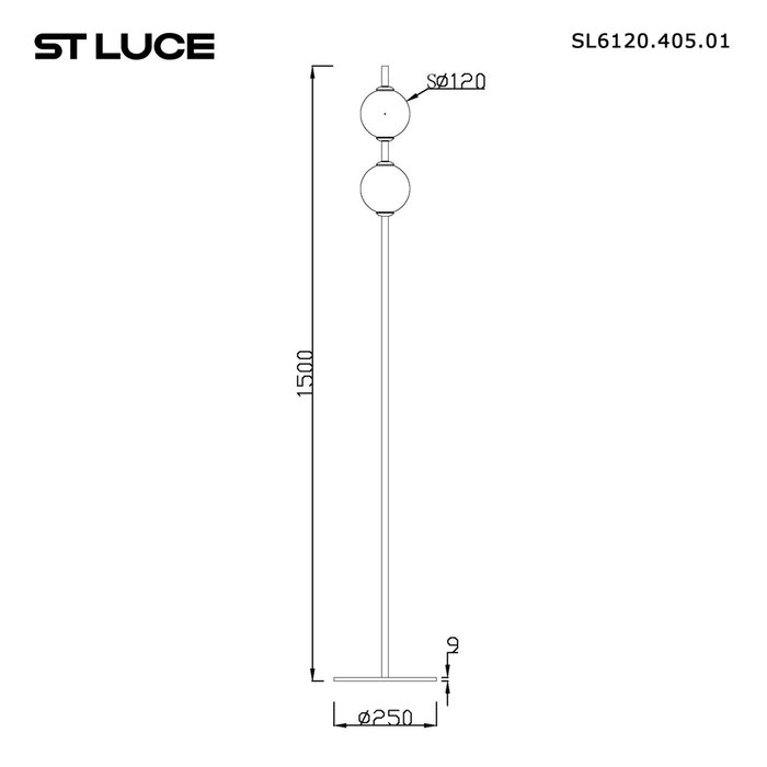 Светильник напольный ST-Luce Черный/Прозрачное кракелированное стекло LED 2*8,5W 3000K PEEK - лучшие Торшеры в INMYROOM